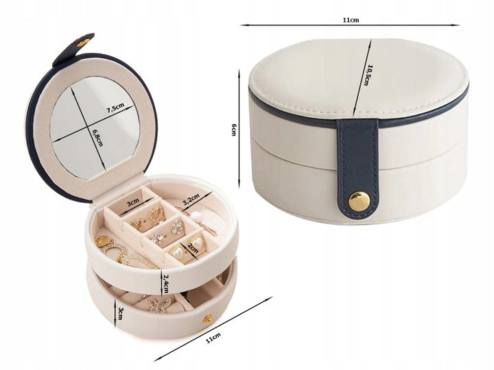 Organizator de bijuterii, Zola®, rotund, compartimente detasabile, cu oglinda, diametru 11 cm, alb Organizator de bijuterii, Zola®, rotund, compartimente detasabile, cu oglinda, diametru 11 cm, alb